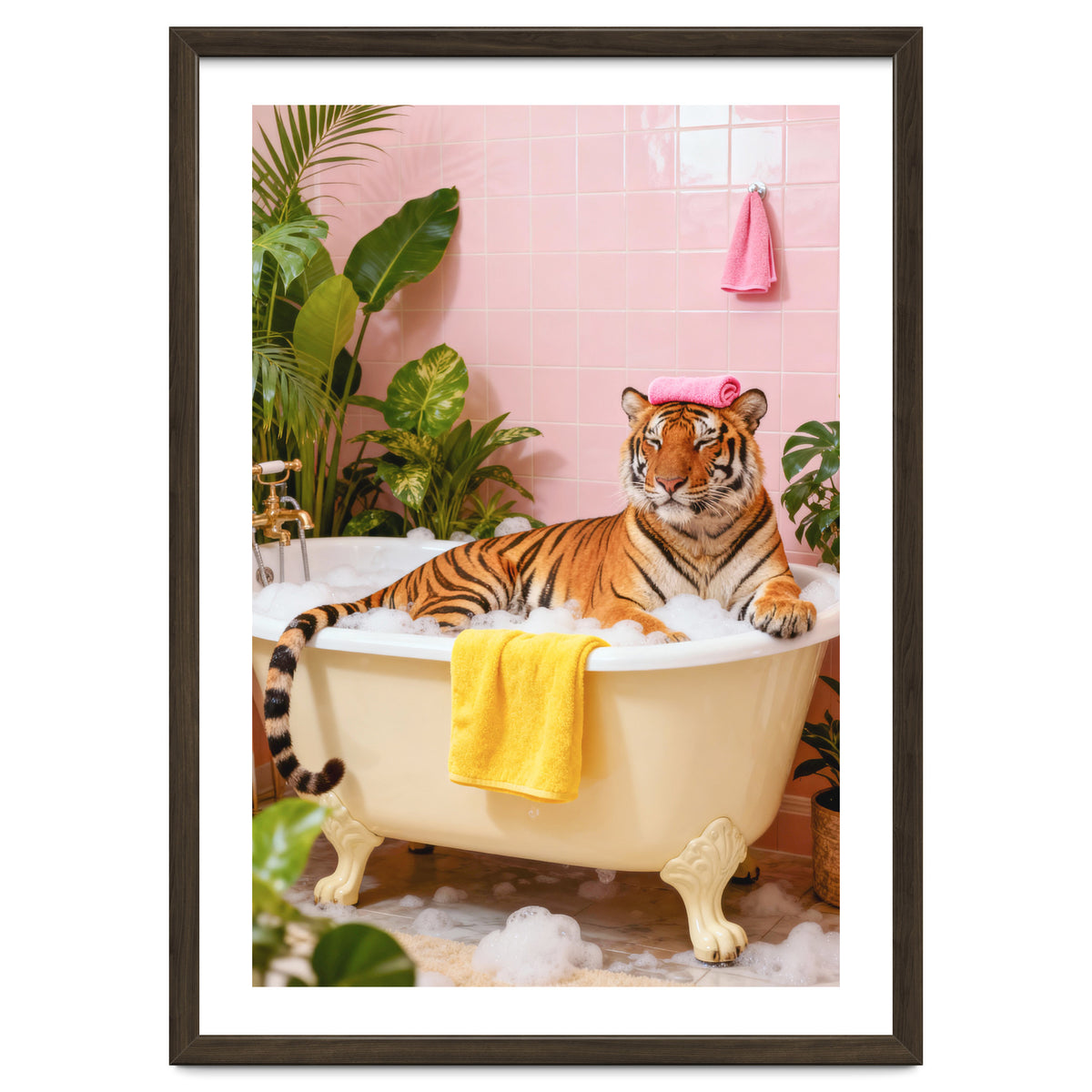 Leopard in Bathtub, Surreal Bathroom Scene
