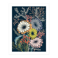 Springtime daisies dark blue (Print Only)