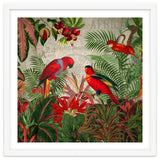 Vintage Rainforest With Tropical Red Parrots thumbnail