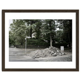 Piled-up rocks under construction on the street thumbnail