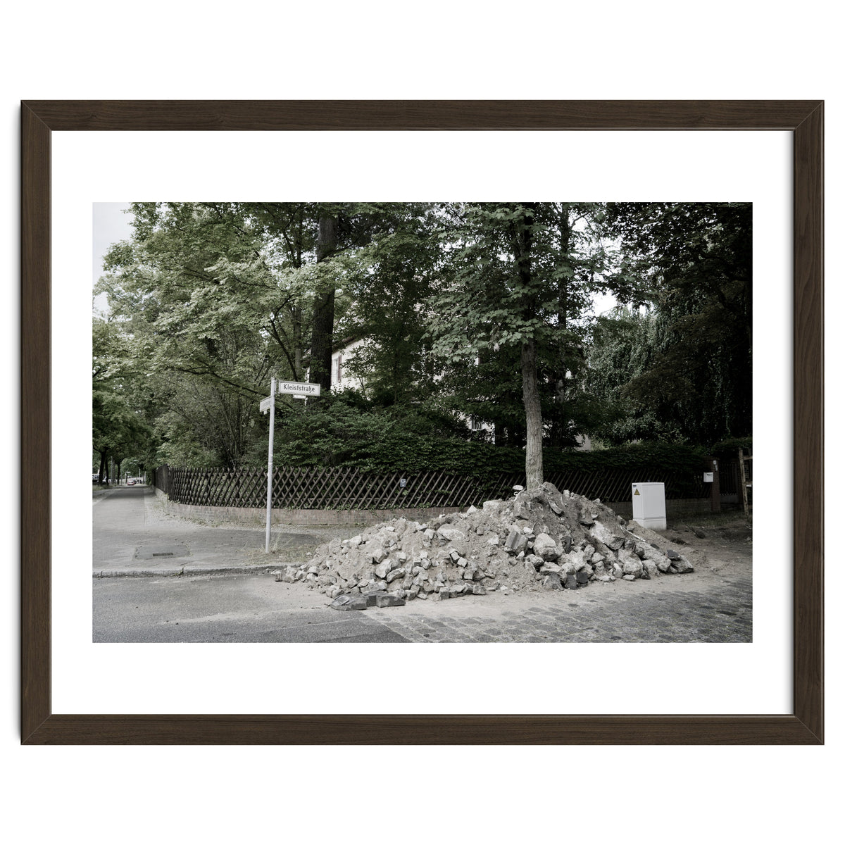 Piled-up rocks under construction on the street