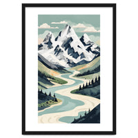 Majestic Alpine Peaks: Organic Modern Landscape Art