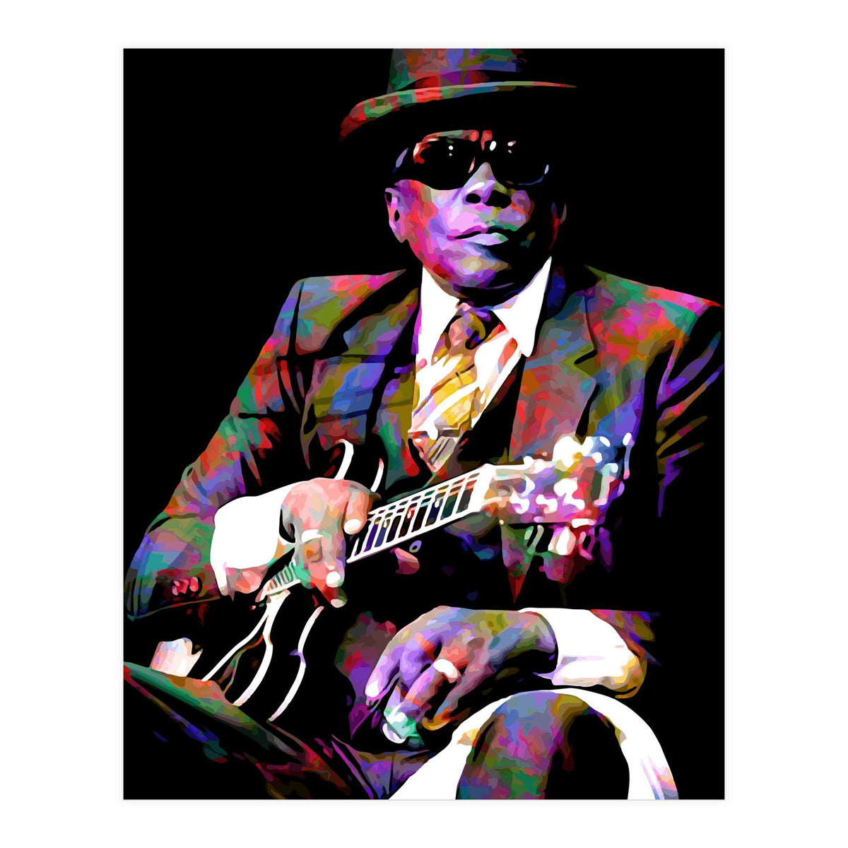 John Lee Hooker American Blues Musician Legend Colorful Art (Print Only)