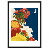 Moonlight, Vintage Botanical Nature Floral, Night Sky Illustration, Bohemian Eclectic Plants Blossom Starry Night thumbnail