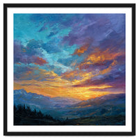 Ethereal Alpine Sunset Over Distant Peaks