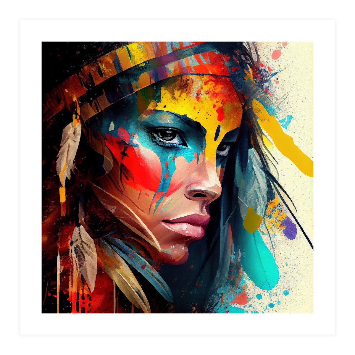 Powerful American Native Woman #5 (Print Only)