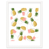 Pineapples & Pine Cones, Eclectic Tropical Nature Illustration, Quirky Fun Fruit Food Graphic Design thumbnail