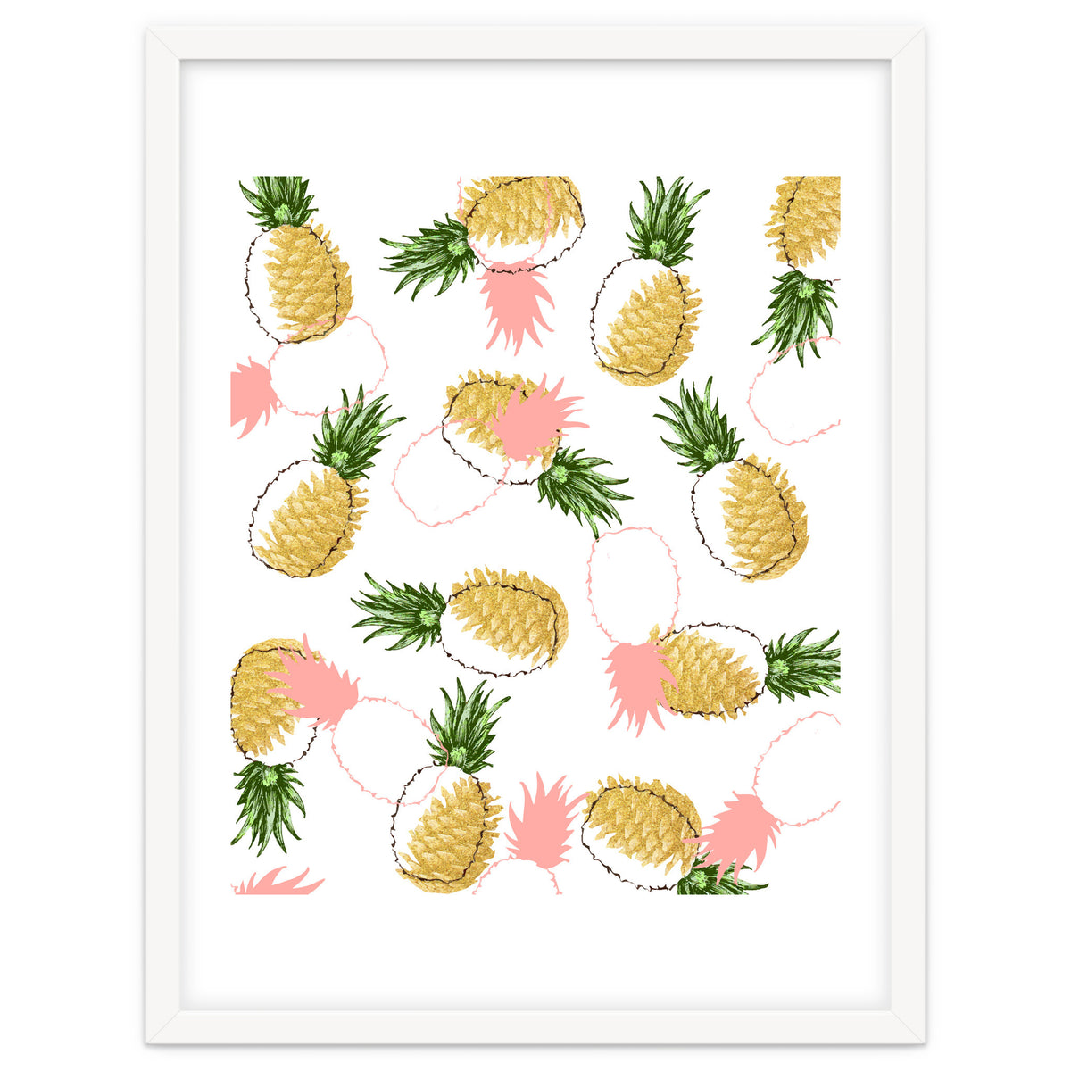 Pineapples & Pine Cones, Eclectic Tropical Nature Illustration, Quirky Fun Fruit Food Graphic Design