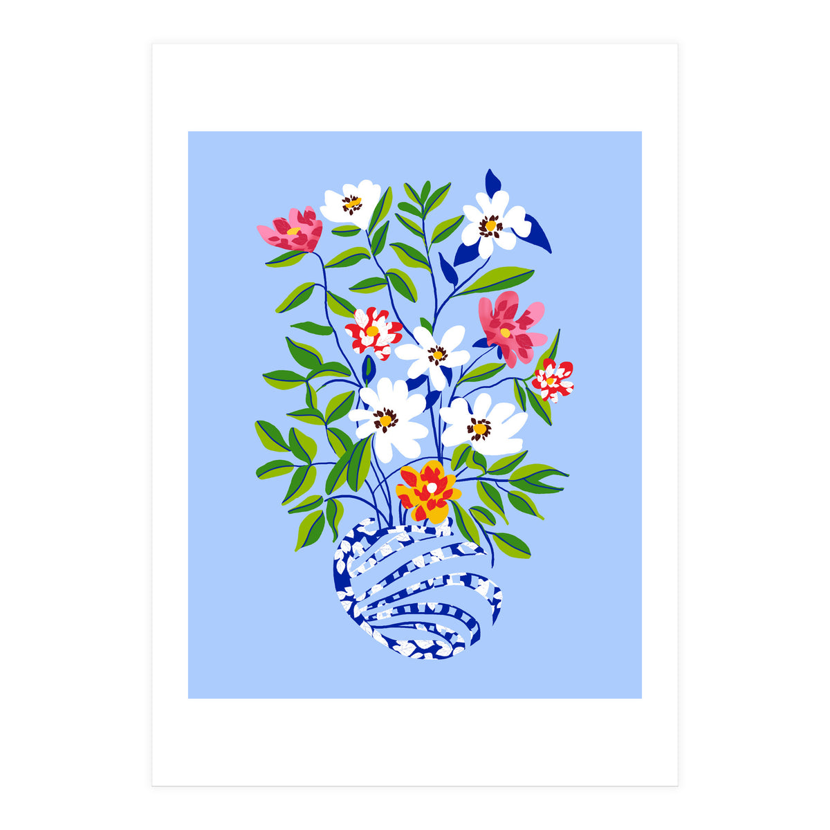 The Floopy Planter, Abstract Flower Pot Illustration, Pop Bohemian Eclectic Botanical, Flower Colorful Blossom (Print Only)