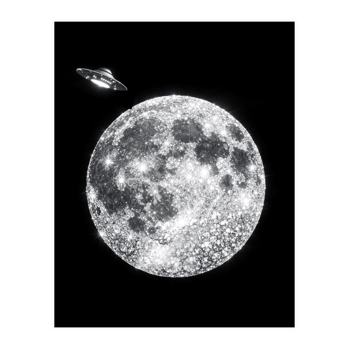 Diamond moon and UFO (Print Only)