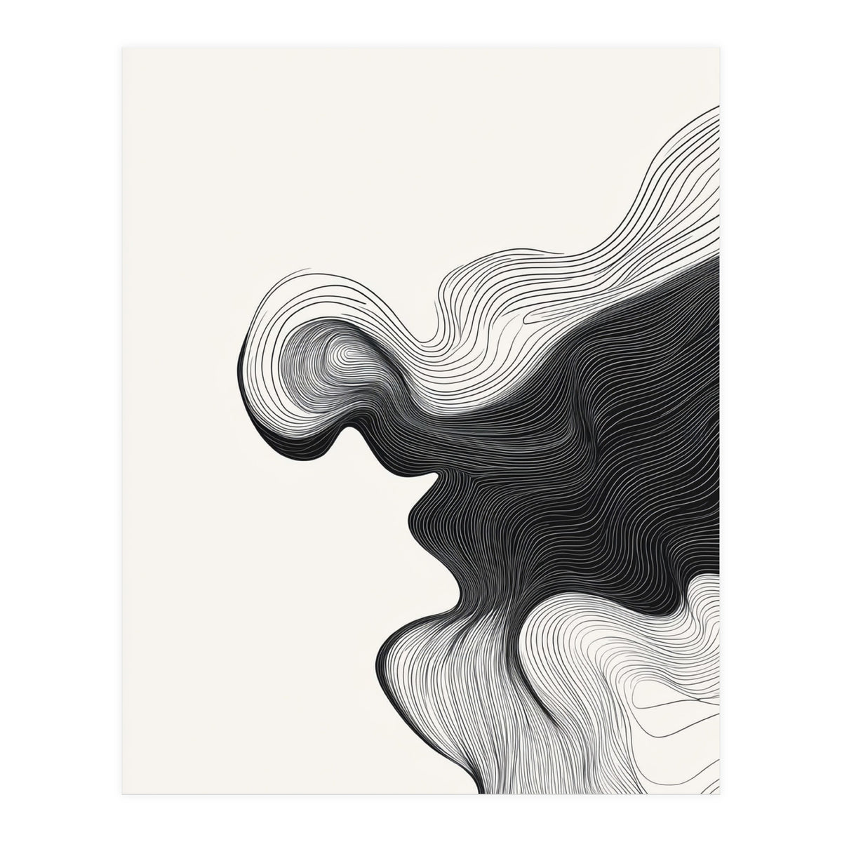 Abstract Black And White Wavy Lines Flowing Organic Shape (Print Only)