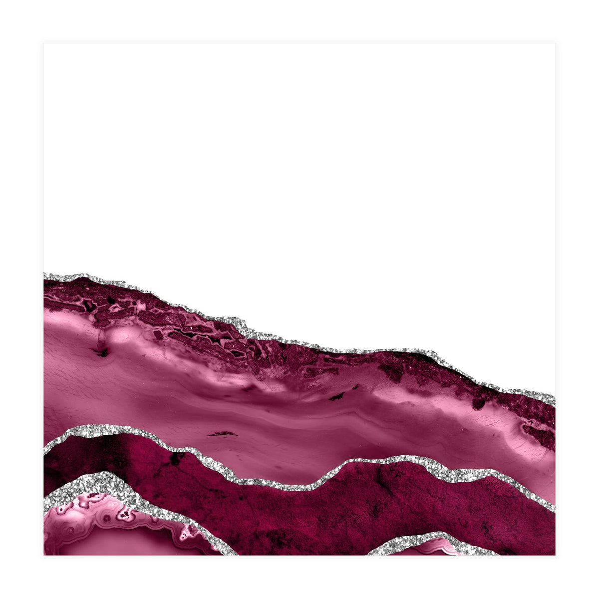 Burgundy & Silver Agate Texture 10 (Print Only)
