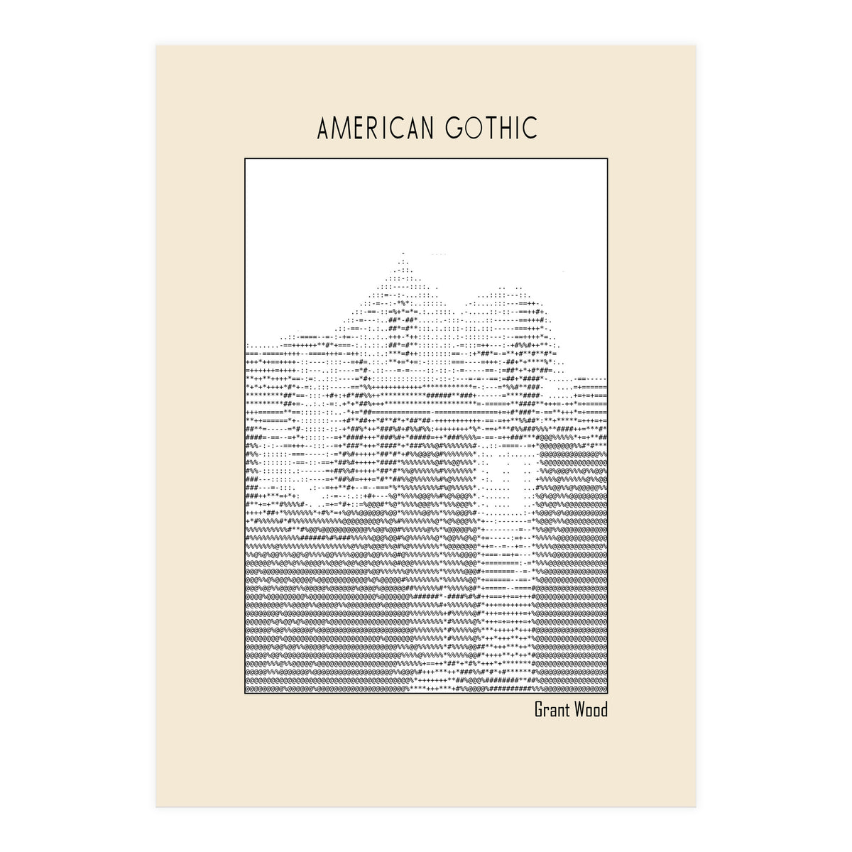 American Gothic – Grant Wood (ascii Art) (Print Only)