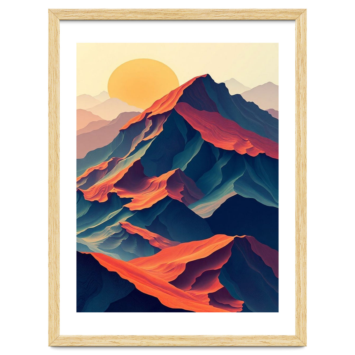Dramatic Abstract Mountain Sunset Art