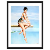 Smiling Sexy Pinup Girl Posing On A Board thumbnail