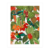 Tropical Parrots In Flower Jungle  (Print Only) thumbnail
