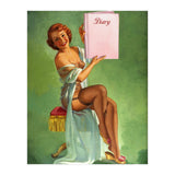 Pinup Girl Posing With Her Big Diary Book (Print Only) thumbnail