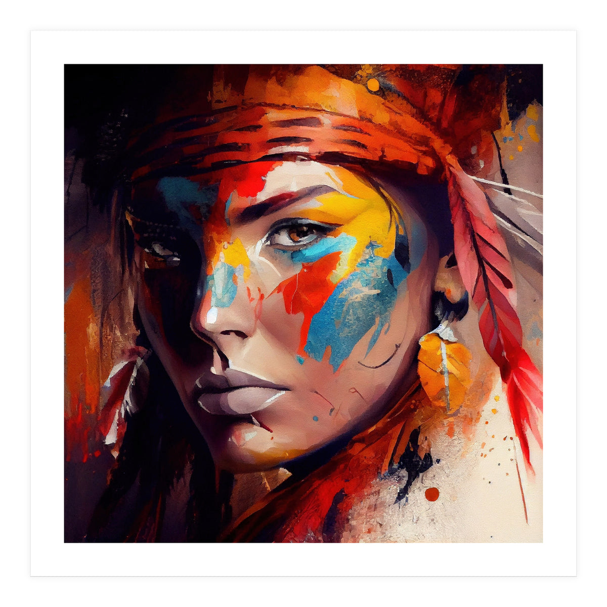 Powerful American Native Woman #4 (Print Only)