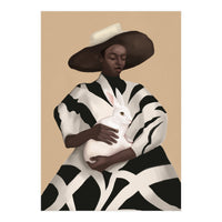 Woman In Stripes Holding A White Rabbit (Print Only)