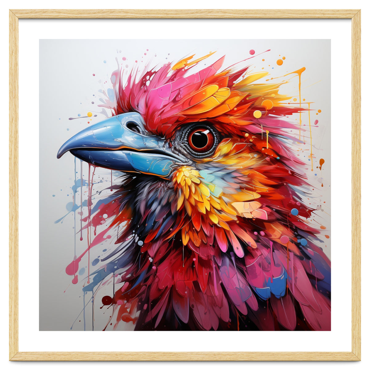 Vibrant Abstract Bird Portrait Watercolor Splash