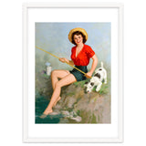 Pinup Girl Fishing With Her Dog thumbnail