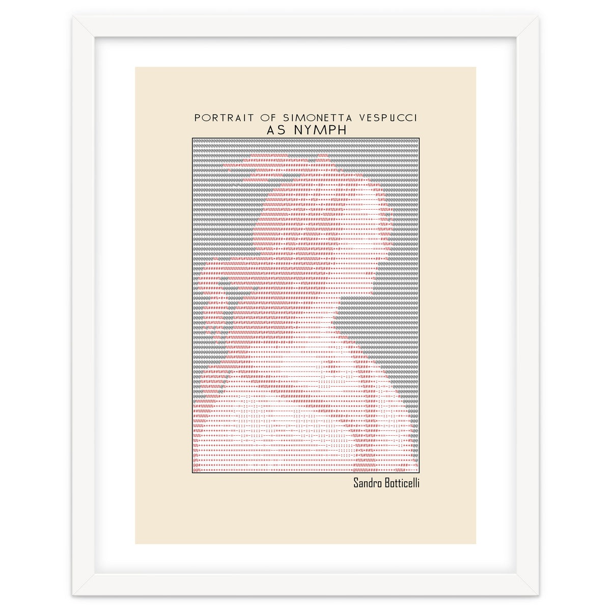 Portrait of Simonetta Vespucci as Nymph – Sandro Botticelli (ascii art)
