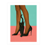Woman In Heels With Black Cat (Print Only) thumbnail