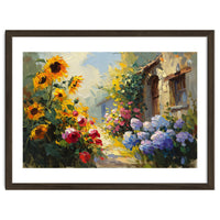 Vibrant Summer Cottage Garden Oil Painting