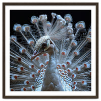 Albino Peacock Displaying White Feathers