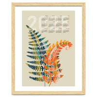 Calendar 2025 colorful fern leaves