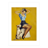 Pinup Woman Posing With Her Dog (Print Only) thumbnail