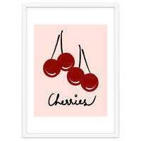 Cherries modern simple minimalistic red cute Fruit wall art