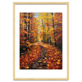 Sun-Drenched Golden Forest Path with Vibrant Autumn Foliage thumbnail