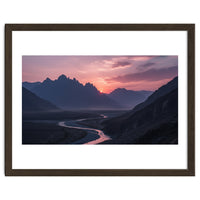 Crimson Sunset Valley: Serene Mountain Vista
