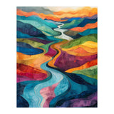 Colorful Abstract River Valley Landscape Art (Print Only) thumbnail