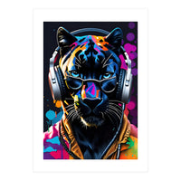 Panther In Headphones And Glasses (Print Only)