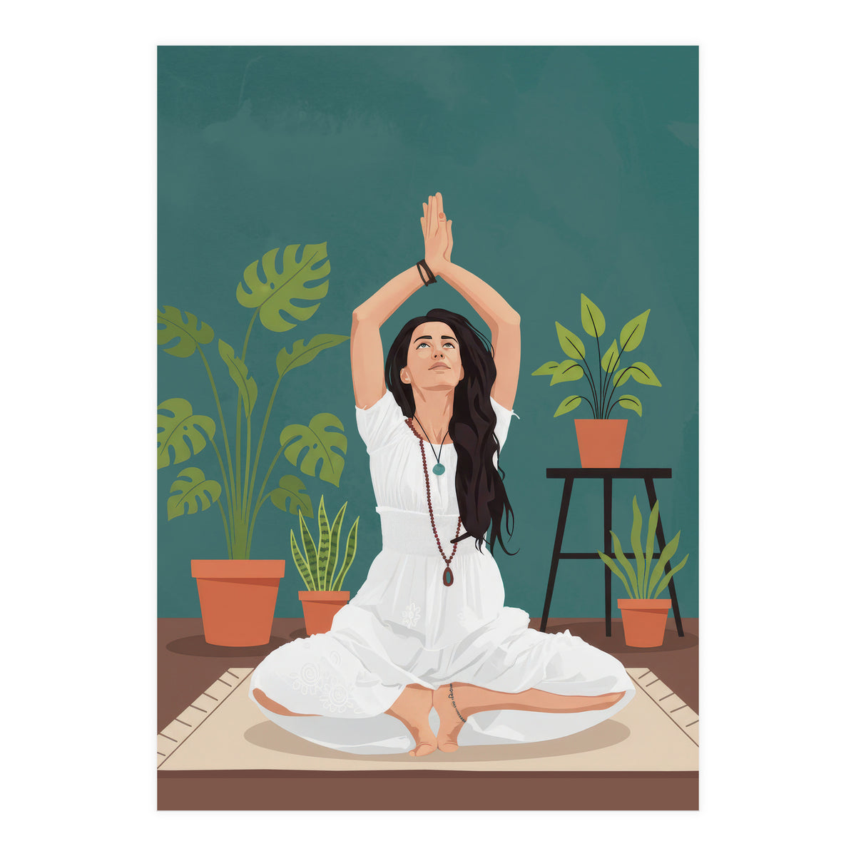 Serene Yoga Pose FitnessIllustration (Print Only)