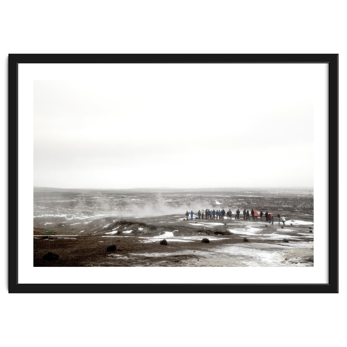 Tourists looking at the geyser - Iceland