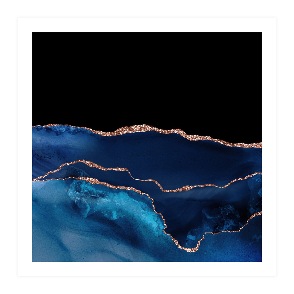 Navy & Rose Gold Agate Texture 07 (Print Only)