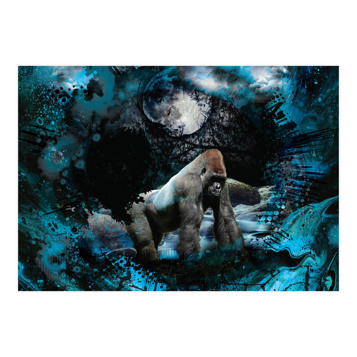 Gorilla Blue Moon Forest Scenic (Print Only)