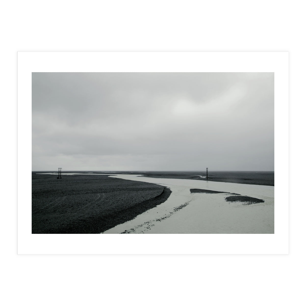 River passing through a black volcanic road - Iceland  (Print Only)