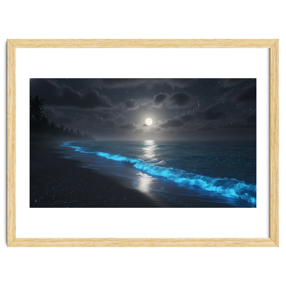 Bioluminescent Moonlit Shore
