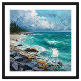 Coastal Turquoise Shoreline with Crashing Ocean Waves thumbnail