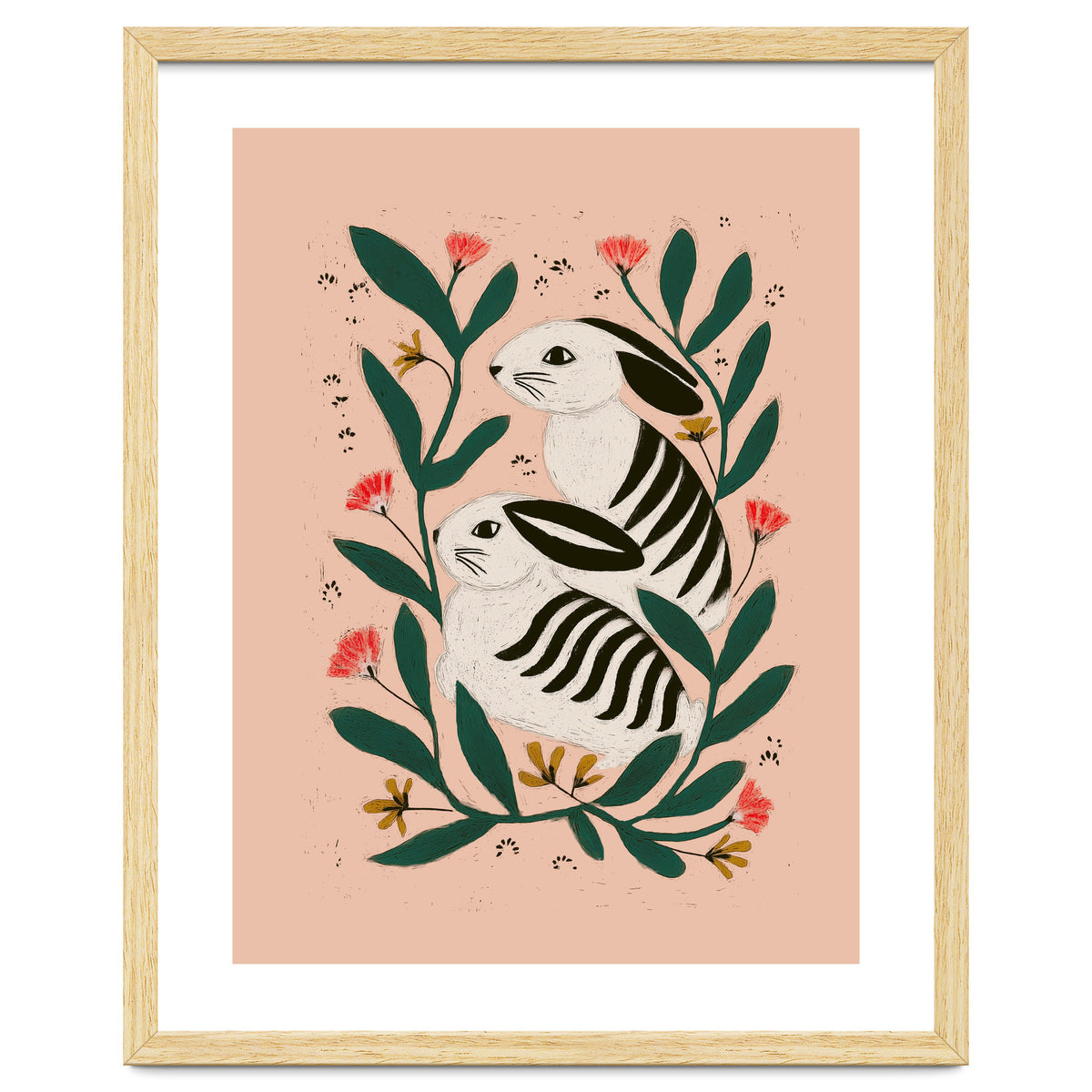 Hares Among Flowers