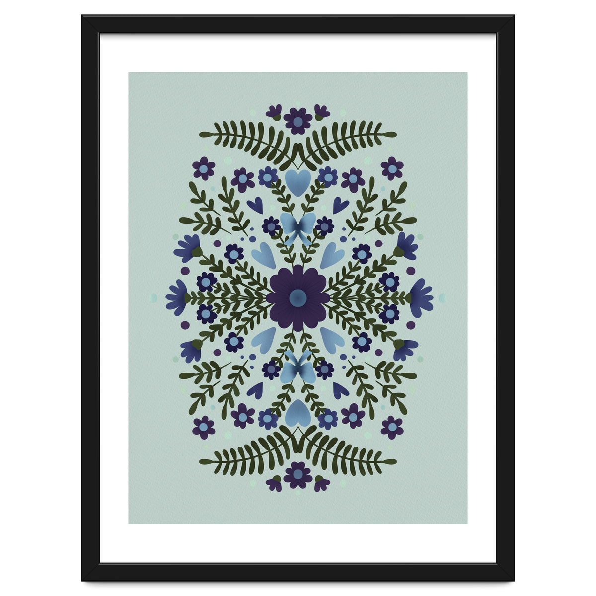 Flowers And Bows Blue And Green