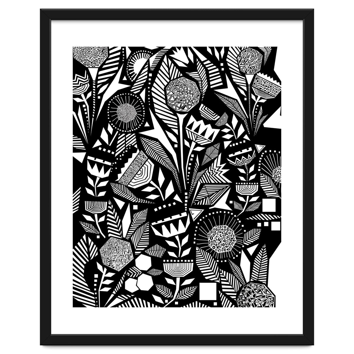 African Tribal, Black & White Abstract Drawing Sketch Line Art, Rustic Botanical Illustration, Bohemian Eclectic Scandinavian Vintage Bold