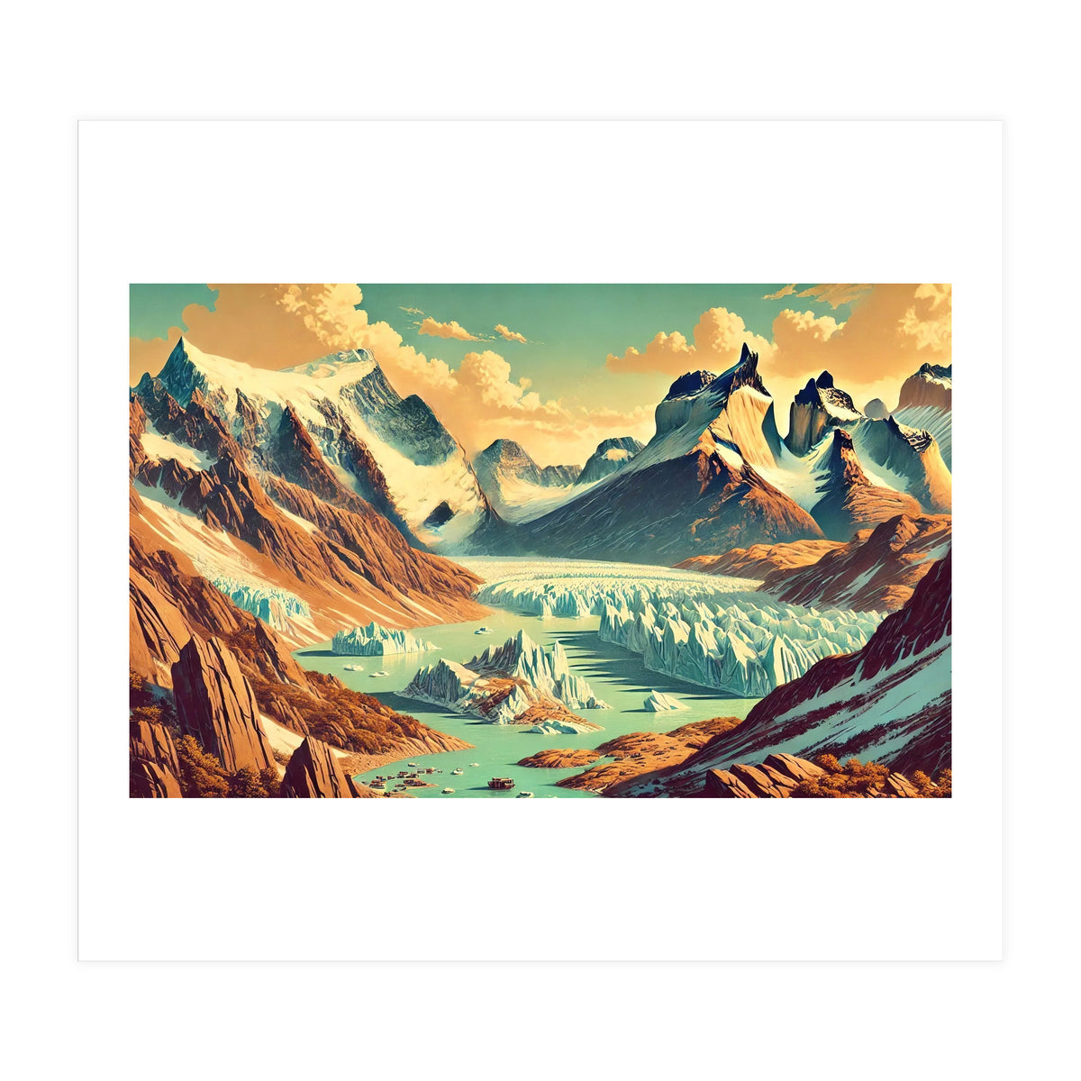 Vintage Argentina, Patagonia Glaciers Poster (Print Only)