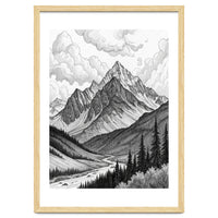 Majestic Alpine Mountain Range Sketch
