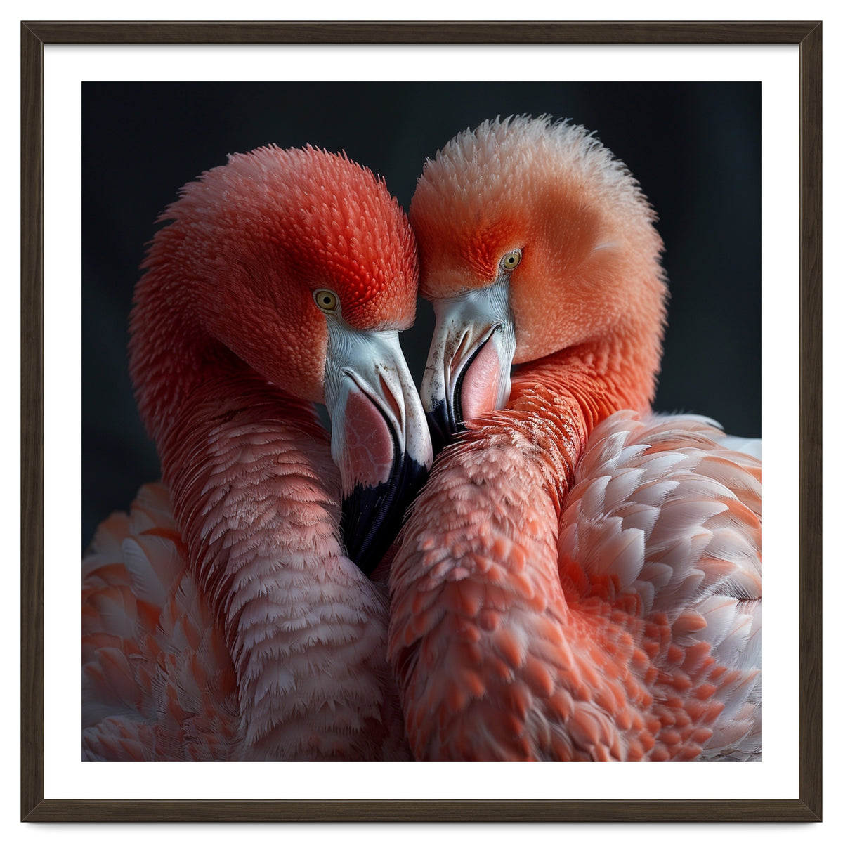Two Flamingos Together Showing Affection