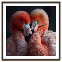 Two Flamingos Together Showing Affection